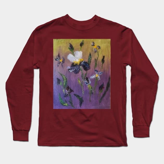 Wild Irises painting Long Sleeve T-Shirt by algill